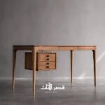مكتب عمل من الخشب الطبيعي بتخزين جانبي، عرض 2