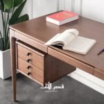 مكتب عمل من الخشب الطبيعي بتخزين جانبي، عرض 3