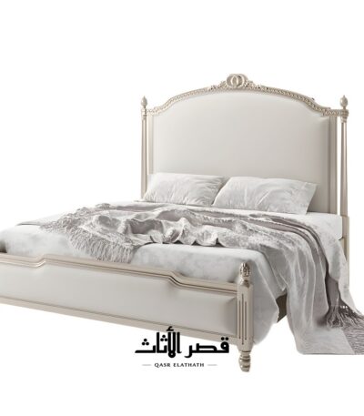 سرير خشب صلب بتنجيد جلدي بتصميم أوروبي - صورة 1
