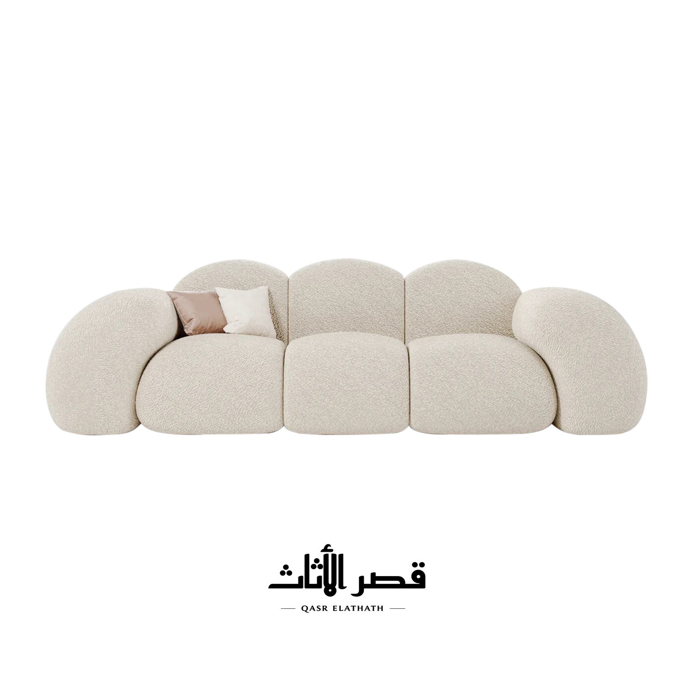 كنب دينيز ثلاثي بتكوين فقاعات مستديرة - تفاصيل التصميم بمنظر أمامي
