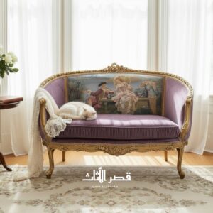 كنبة أنتيك كلاسيكية من خشب الزان الطبيعي