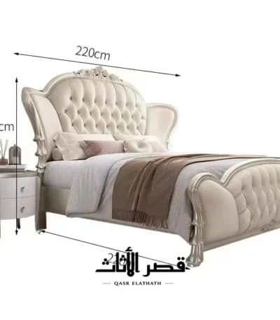 سرير أوروبي من خشب البتولا بتنجيد جلدي