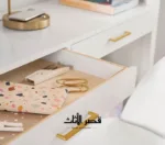 ⁦سرير أطفال مرتفع من تشكيلة بلير – تصميم عملي مع مكتب وسلال تخزين – خشب هندسي – لون أبيض⁩ - الصورة ⁦3⁩