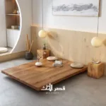 سرير أرضي خشبي بطابع ريفي – تصميم منخفض ومتين – لمسة دافئة لغرف النوم الهادئة