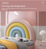 ⁦سرير أطفال بتصميم قوس قزح مبهج – شامل كومودينة – ألوان زاهية وهيكل خشبي صلب – أفضل لغرف البنات⁩ - الصورة ⁦13⁩