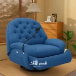 ⁦كرسي استرخاء ليزي بوي فاخر – آلية إمالة يدوية – تنجيد ناعم ومريح – قاعدة خشبية – لون رمادي فاخر⁩ - الصورة ⁦9⁩