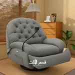 ⁦كرسي استرخاء ليزي بوي فاخر – آلية إمالة يدوية – تنجيد ناعم ومريح – قاعدة خشبية – لون رمادي فاخر⁩ - الصورة ⁦10⁩