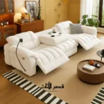 كنب نورديك كهربائي متعدد القطع | جلسات معيشة – 260سم – أبيض