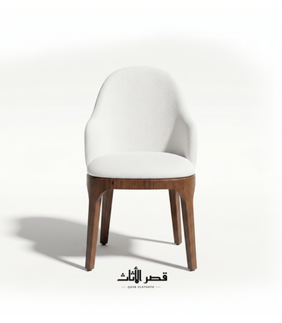 كرسي سفرة منجد بظهر منحني وتفاصيل معدنية - منظر تفصيلي