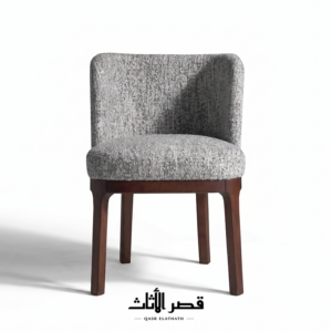 كرسي سفرة منجد بظهر مرتفع وأرجل خشبية - منظر تفصيلي