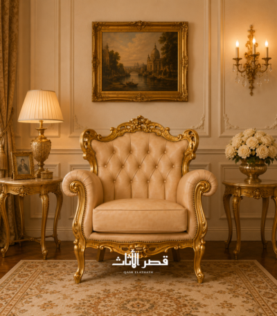 كرسي باروك كاترينا بمقعد واحد في مشهد صالة كلاسيكية