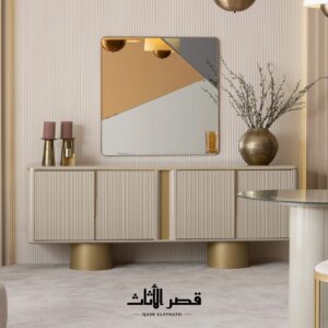 بوفيه مودرن بأبواب مضلعة من الأمام