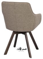 كرسي طعام دوّار قماشي بمساند وقوائم خشبية - توب (بني رمادي) - خشبي داكن بني - صورة 4