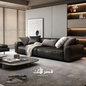 كنبة جلد بتصميم إسكندنافي وتخزين – تفاصيل 3