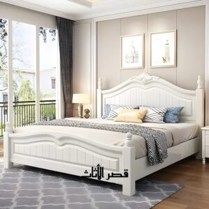سرير خشب بتصميم ريفي فرنسي غير منجد – تفاصيل 2