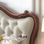 سرير خشب كلاسيكي بظهر منجد بكسوة جلد – تفاصيل 7