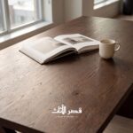 عروق خشب ظاهرة على سطح طاولة طعام