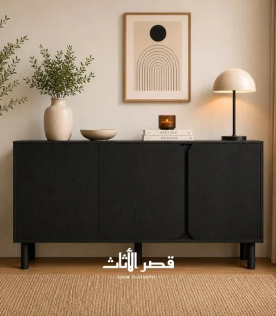 بوفيه أرلو بثلاثة أبواب وستة أرفف قابلة للتعديل — أسود