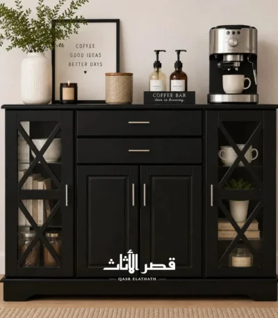 بوفيه كاسبر بأبواب زجاجية وتصميم بسيط خالد — أسود