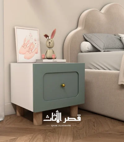 طاولة سرير داز للأطفال بدرج واسع ومقبض دائري — أخضر نعناعي