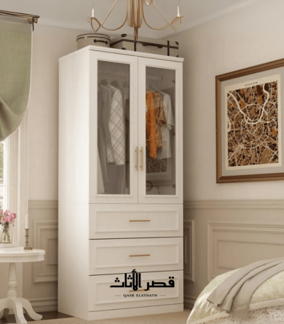 دولاب ملابس ببابين وثلاثة أدراج بتصميم عصري - صورة 1