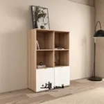 خزانة كتب نيرا بأربعة رفوف وبابين — أبيض