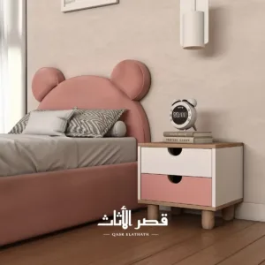 طاولة سرير نوفا للأطفال بدرجين وفتحة مدمجة — وردي