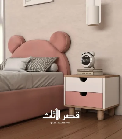 طاولة سرير نوفا للأطفال بدرجين وفتحة مدمجة — وردي