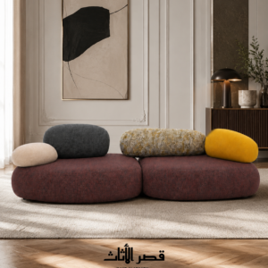 كنبة كروما قماش بتصميم منحني ووسائد ظهر — زاوية 1