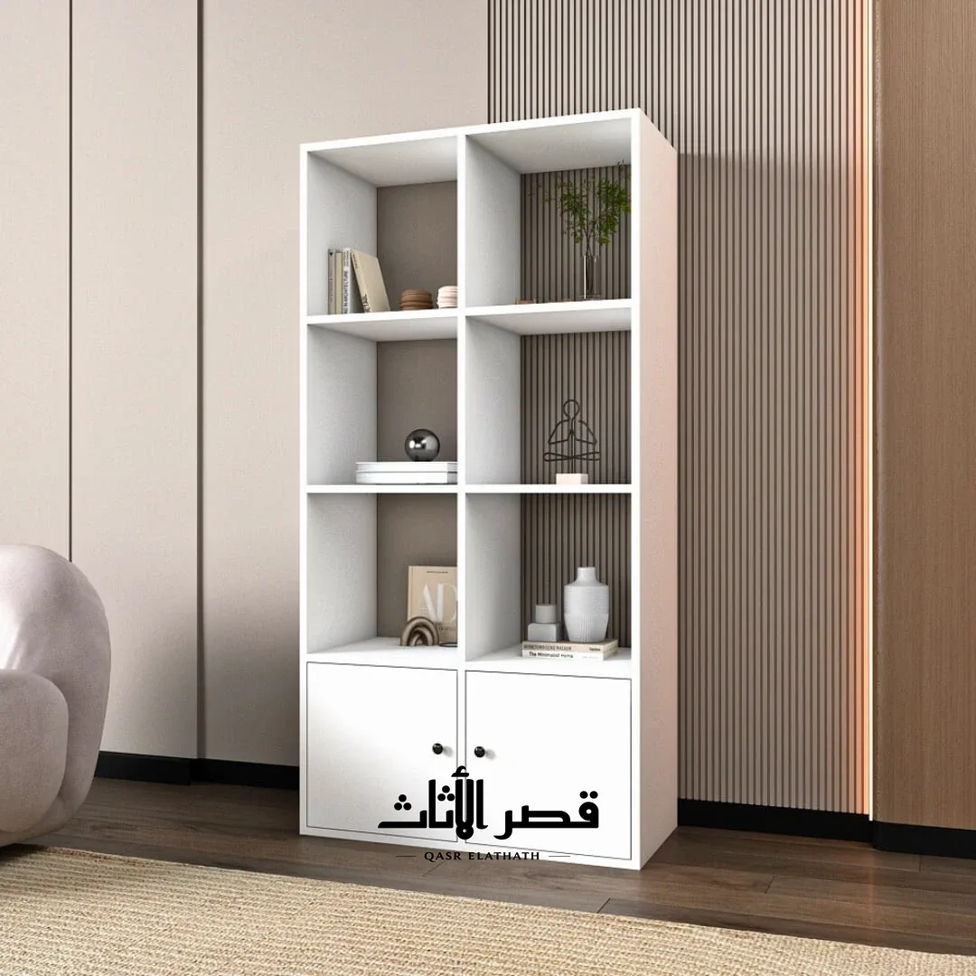 خزانة كتب فيلار بستة رفوف وبابين — تفاصيل التصميم