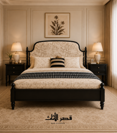 سرير إلوين كلاسيكي بلوح رأس منجد — زاوية 1